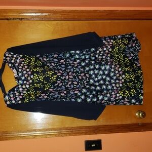 Nanette Lepore Floral Print A Line Dress, Navy and multi-color, size 20